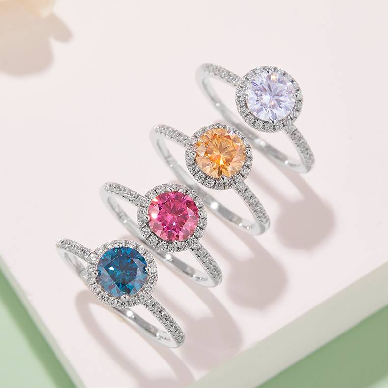 Classic圆包S925银镀白金MoissaniteWomen's Ring1ctD级